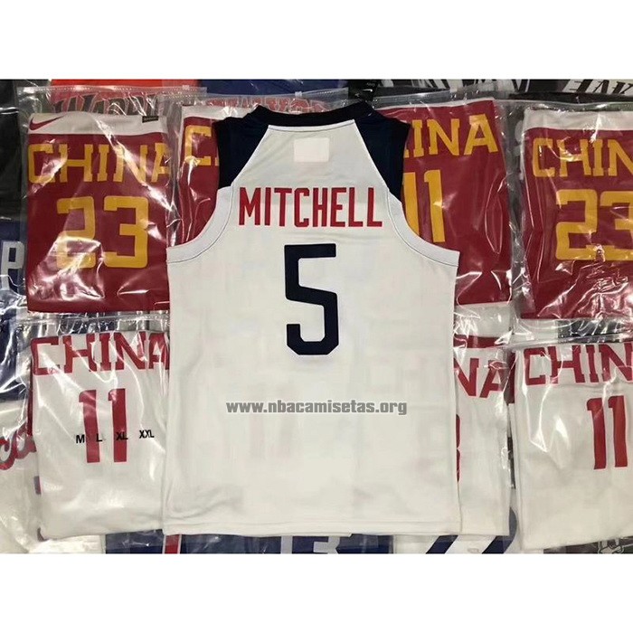 Camiseta USA Donovan Mitchell 2019 FIBA Basketball World Cup Blanco
